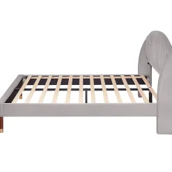 Generique Lit Double 160x200 cm - Lit Rembourré ado - Velours - Sans Matelas - Gris Outlet