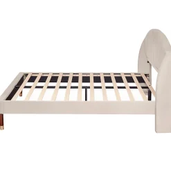 Generique Lit Double 160x200 cm - Lit Rembourré ado - Velours - Sans Matelas - Beige Outlet