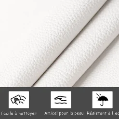 Fortuna lai Lit Double 140x190 Cm, Avec Éclairage LED, Lit Avec Sommier Et Rangement, Pu, Blanc