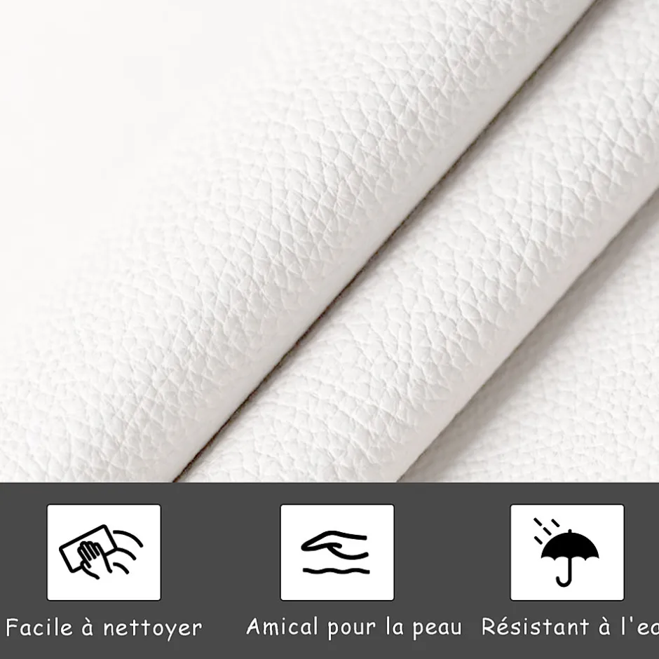 Fortuna lai Lit Double 140x190 Cm, Avec Éclairage LED, Lit Avec Sommier Et Rangement, Pu, Blanc