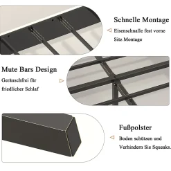 Okwish Lit double 160x200 cm capitonné adulte avec métallique stable et design à ailes - plateforme rembourrée velours côtelé beige/crème Hot
