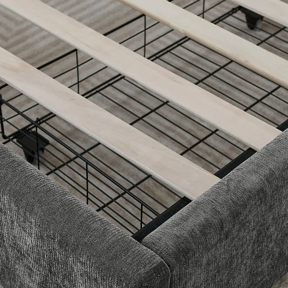 Blackcolors Lit double 160x200 cm, chenille, 4 tiroirs - gris foncé Sale
