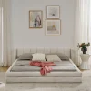 Blackcolors Lit double 160x200 cm, chenille, cadre eucalyptus/fer - beige