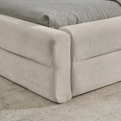 Blackcolors Lit double 160x200 cm, chenille, cadre eucalyptus/fer - beige