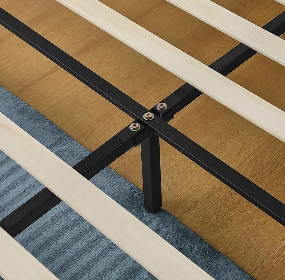 Blackcolors Lit double 140x200 cm, chenille, 4 tiroirs - beige