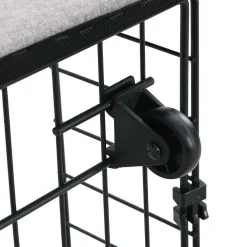 Okwish Lit Double 180x200 cm, Lit Capitonné avec LED et 2 Tiroirs, Structure en Tissu Lin et Métal, Gris - Sans Matelas