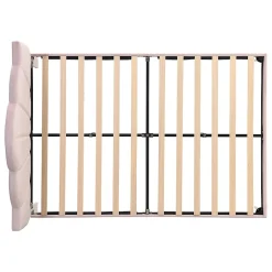 Okwish Lit double 140x200 cm, Lit capitonné en velours avec tête de lit coquillage et pieds dorés - Sans Matelas, Rose Outlet