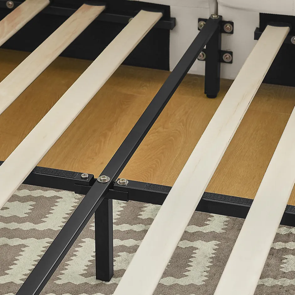 Blackcolors Lit double 140x200 cm, velours, dossier haut - beige