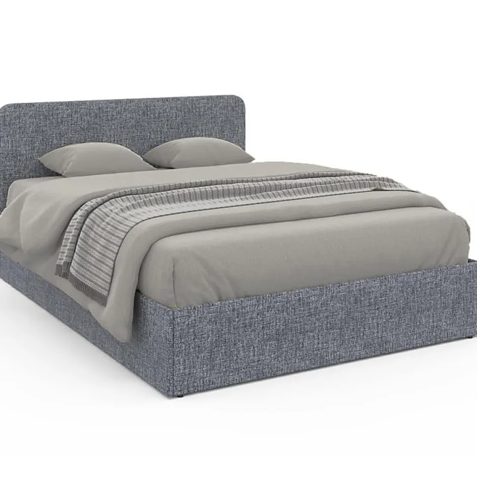 Nature Pro Lit Double 140x190cm en Tissu Gris Anthracite avec Coffre + Sommier