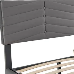 Blackcolors Lit Double 180x200cm Hydraulique Velours Rayé Gris New