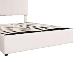Blackcolors Lit Double 140x200cm Hydraulique LED Velours Blanc Crème Outlet