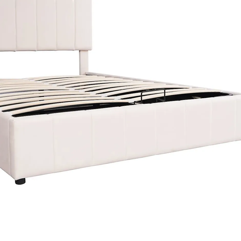 Blackcolors Lit Double 140x200cm Hydraulique LED Velours Blanc Crème Outlet