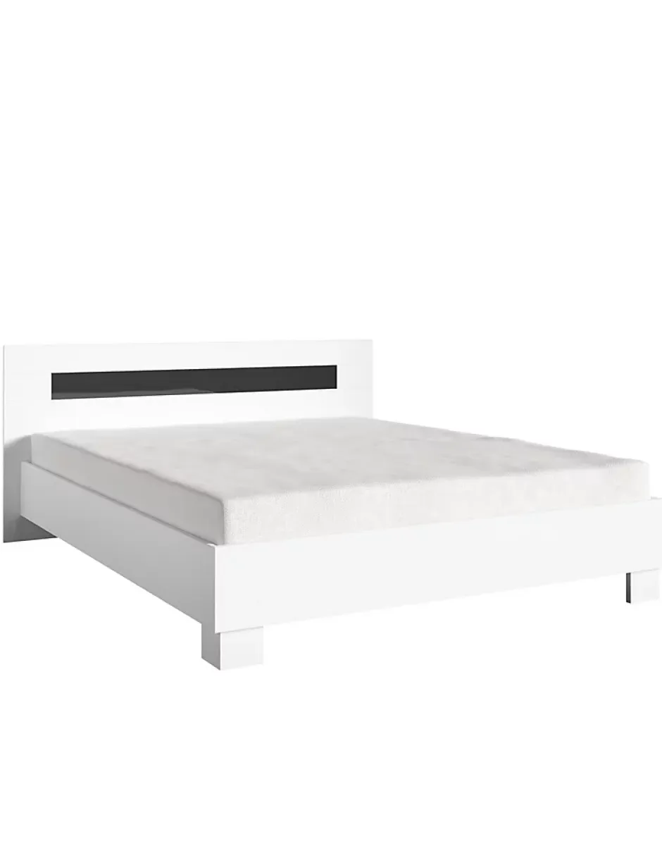Lit DUBLIN blanc 140 x 190 cm, idéal pour chambre à coucher. Meuble design Online