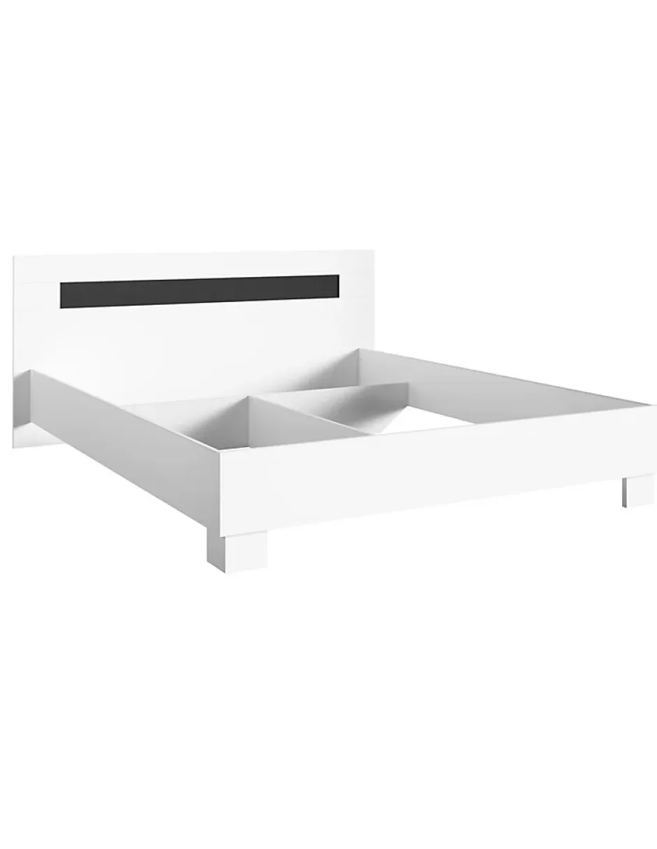 Lit DUBLIN blanc 140 x 190 cm, idéal pour chambre à coucher. Meuble design Online