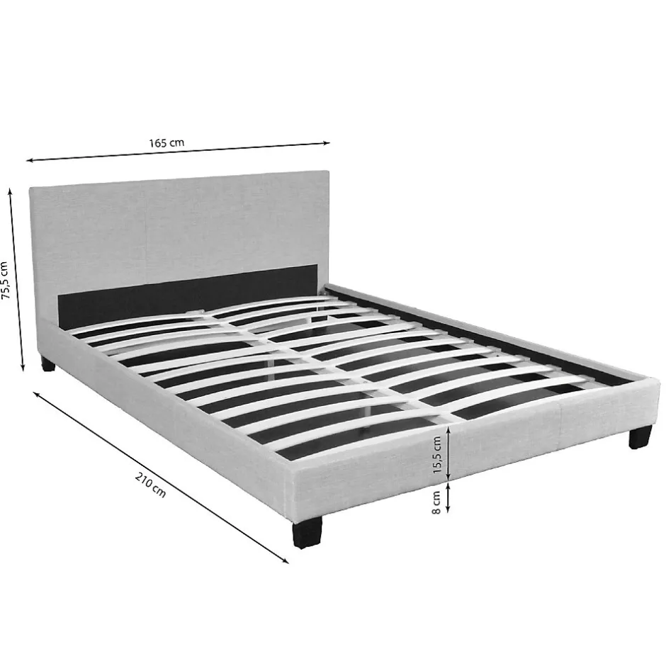 Weber Industries Lit DUBLIN 140x200 + 1 sommier / Gris clair