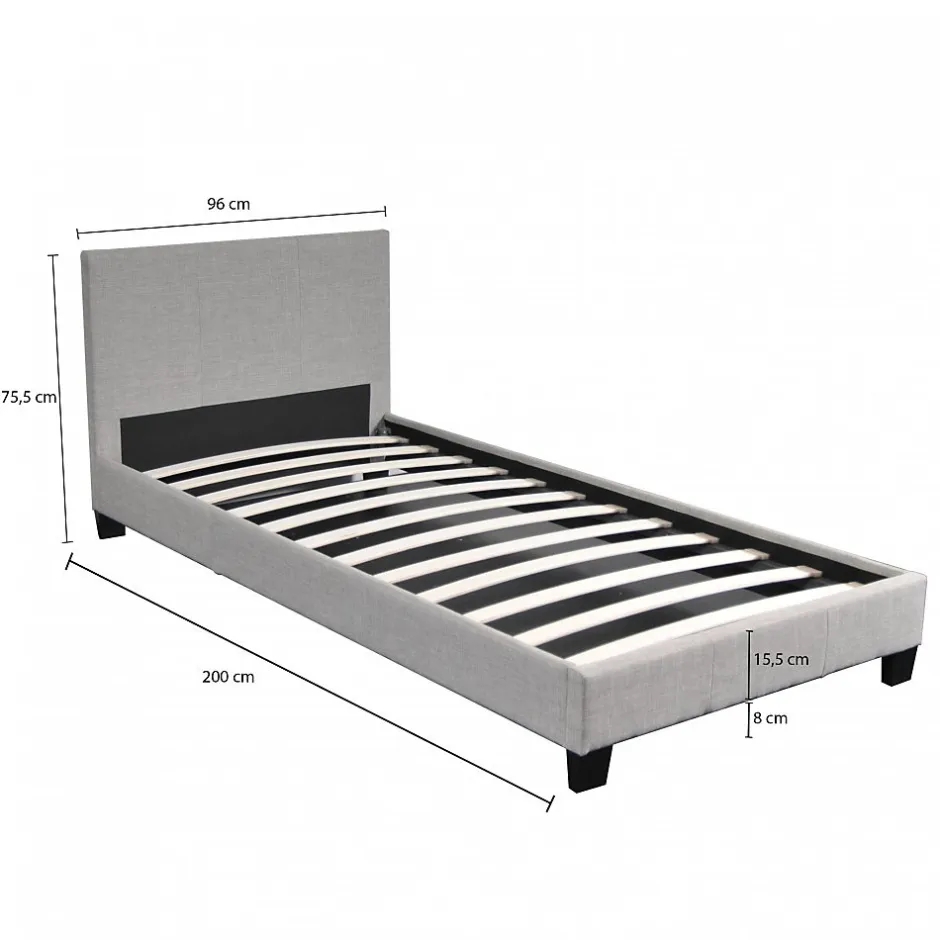 Weber Industries Lit DUBLIN 90x190 + 1 sommier / Gris clair