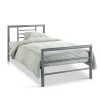 Meublorama Lit ECHO Lit simple 90x200 cm gris métal avec sommier inclus