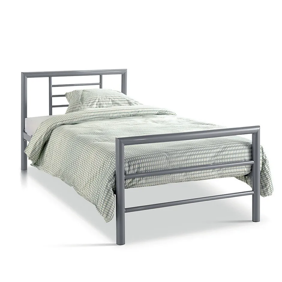 Meublorama Lit ECHO Lit simple 90x200 cm gris métal avec sommier inclus