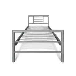 Meublorama Lit ECHO Lit simple 90x200 cm gris métal avec sommier inclus