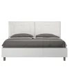 Ityhome Lit Egos Annalisa avec sommier 160x200 et coussins simili cuir blanc Sale
