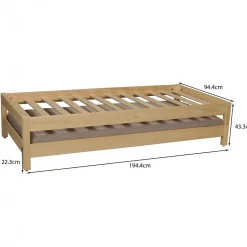 Weber Industries Lit empilable JONAS 90x190 (lot de deux lits)+ 2 sommiers / Naturel Best