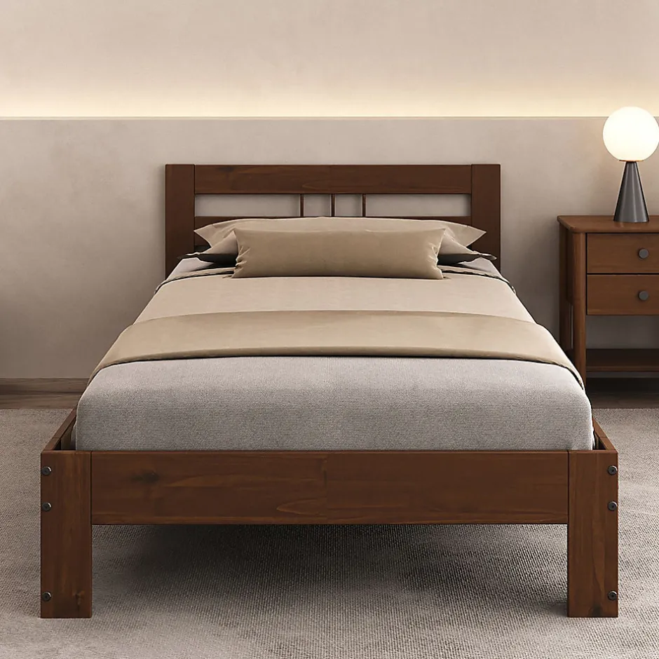 Idimex Lit en bois THEO 100 x 200 cm - Coloris châtaignier Discount