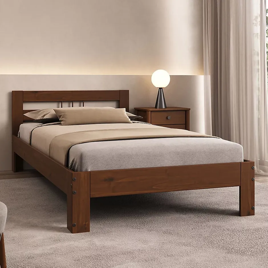 Idimex Lit en bois THEO 100 x 200 cm - Coloris châtaignier Discount