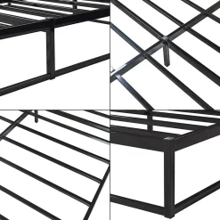 [En.Casa] Lit en métal Trerunta acier 180 x 200 cm noir en.casa