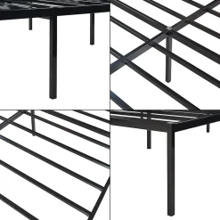 [En.Casa] Lit en métal Vaardö acier 160 x 200 cm noir en.casa Clearance