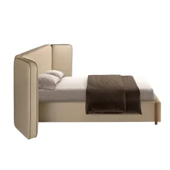 Angel Cerda Lit en simili cuir couleur vison Sale