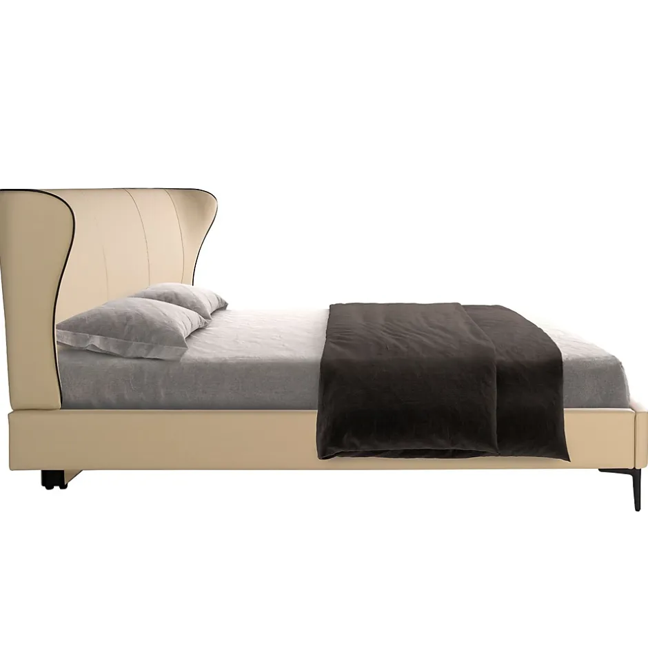 Angel Cerda Lit en similicuir crème moderne avec sommier multi-lits Online