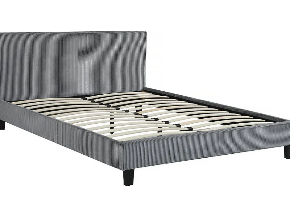Habitat Et Jardin Lit en Velours Cotelé "Ambre" 140 x 190 Gris