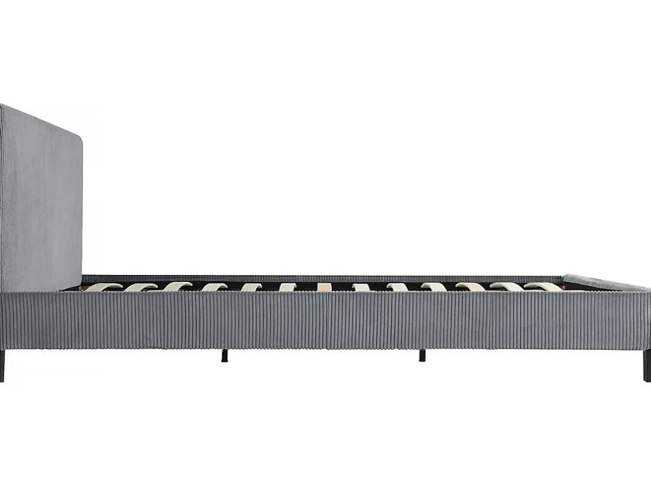 Habitat Et Jardin Lit en Velours Cotelé "Ambre" 140 x 190 Gris
