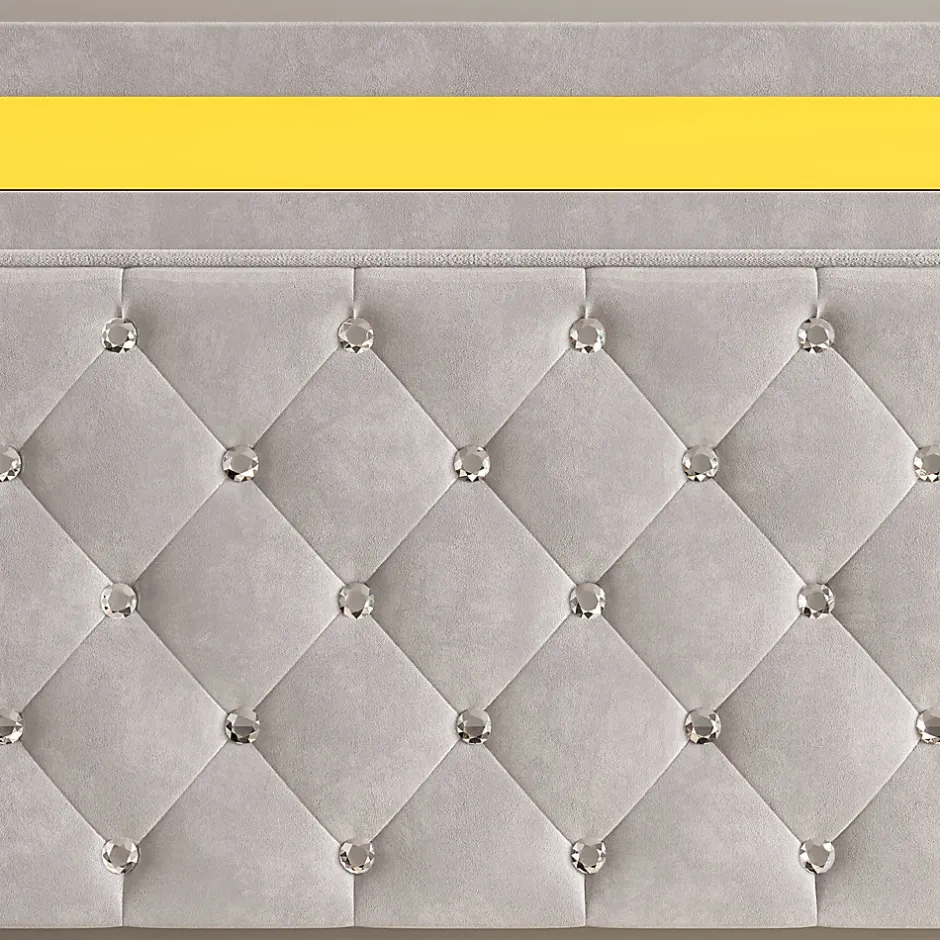 Simple Life Lit en velours 140x200 cm avec rangements - Avec LED et sommier à lattes - Lit double avec rangements - Beige