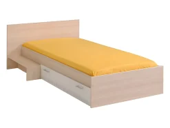 Enfant Vente-unique Lit enfant 90 x 190 cm avec 1 tiroir - Coloris : Naturel et blanc - IPLIA