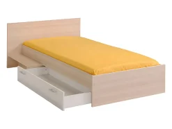 Enfant Vente-unique Lit enfant 90 x 190 cm avec 1 tiroir - Coloris : Naturel et blanc - IPLIA