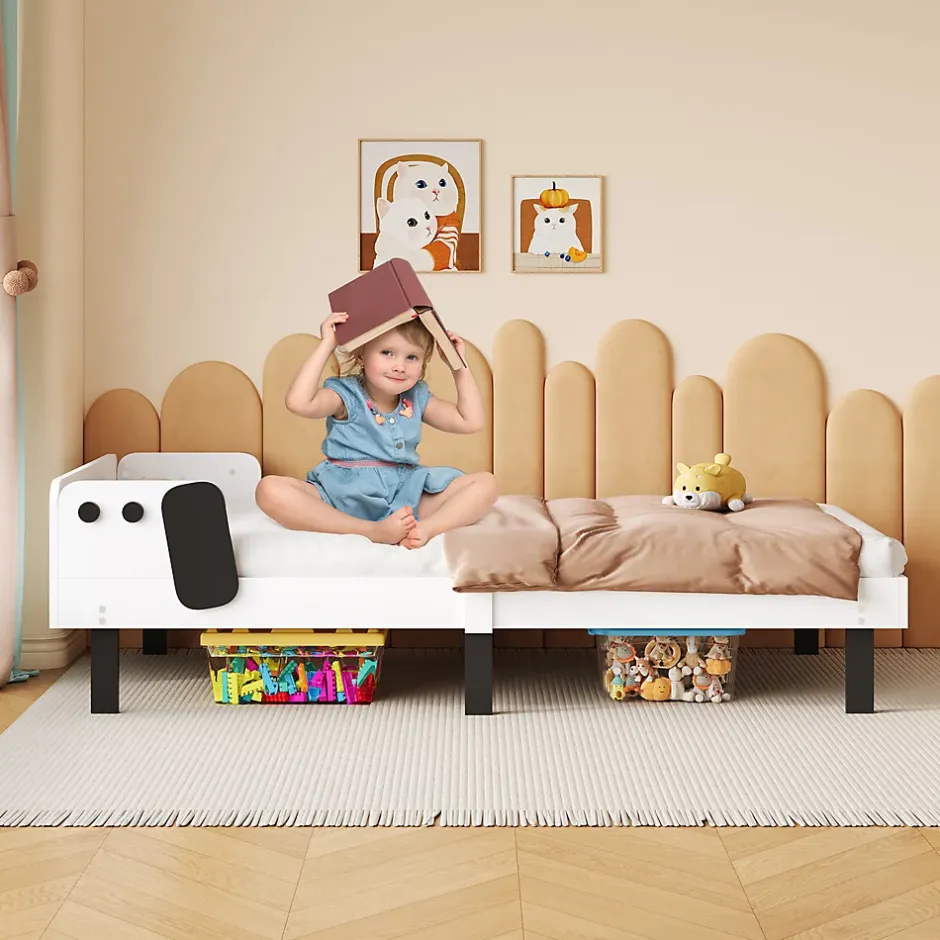 ProximaX Lit enfant 90 x 200 cm, en forme de chiots, cadre de lit en bois massif, avec sommier à lattes, sans matelas, Blanc Discount