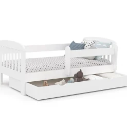 IDMarket Lit enfant 80 x 160 cm LILIA 1 tiroir de rangement avec sommier et barrières New