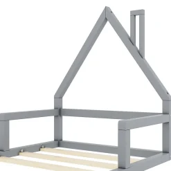 Enfant Blackcolors Lit enfant 90 x 200 cm, lit plat en forme de maison, pin gris,
