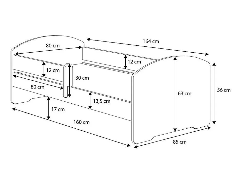 Htmeubles Lit enfant Aksil avec sommier et matelas - 160 cm x 80 cm