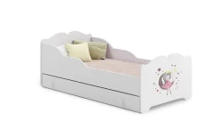 Htmeubles Lit enfant ALMENA avec tiroir matelas et cadre inclus - Princesse et lune - 160 cm x 80 cm New