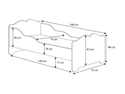 Htmeubles Lit enfant ALMENA avec tiroir matelas et cadre inclus - Fée rose - 140 cm x 70 cm Sale