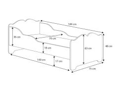 Enfant Kobi Lit enfant ANNA avec matelas 140x70 Princesse endormie