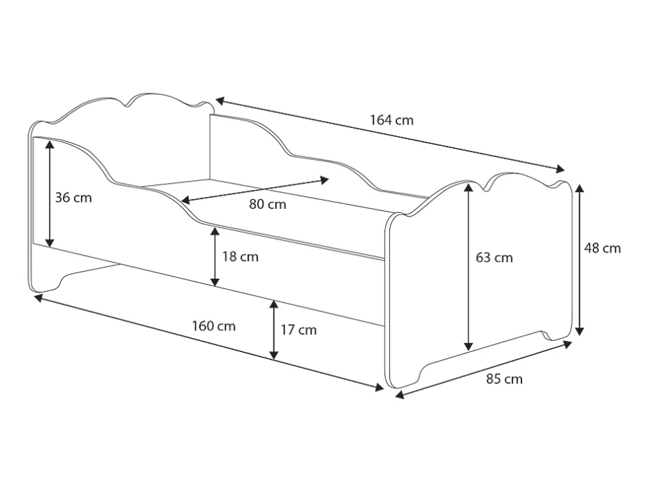 Kobi Lit enfant ANNA avec matelas 160x80 Princesse endormie Clearance