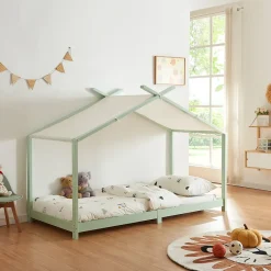 Enfant [En.Casa] Lit enfant Brome bois de pin 90 x 200 cm vert menthe blanc en.casa