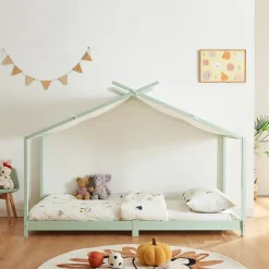 Enfant [En.Casa] Lit enfant Brome bois de pin 90 x 200 cm vert menthe blanc en.casa