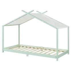 Enfant [En.Casa] Lit enfant Brome bois de pin 90 x 200 cm vert menthe blanc en.casa