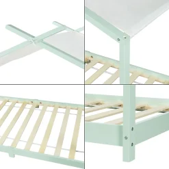 Enfant [En.Casa] Lit enfant Brome bois de pin 90 x 200 cm vert menthe blanc en.casa