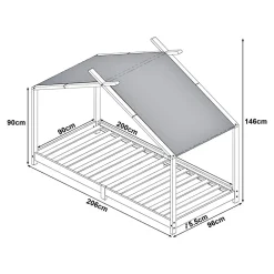 Enfant [En.Casa] Lit enfant Brome bois de pin 90 x 200 cm blanc en.casa