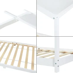 Enfant [En.Casa] Lit enfant Brome bois de pin 90 x 200 cm blanc en.casa